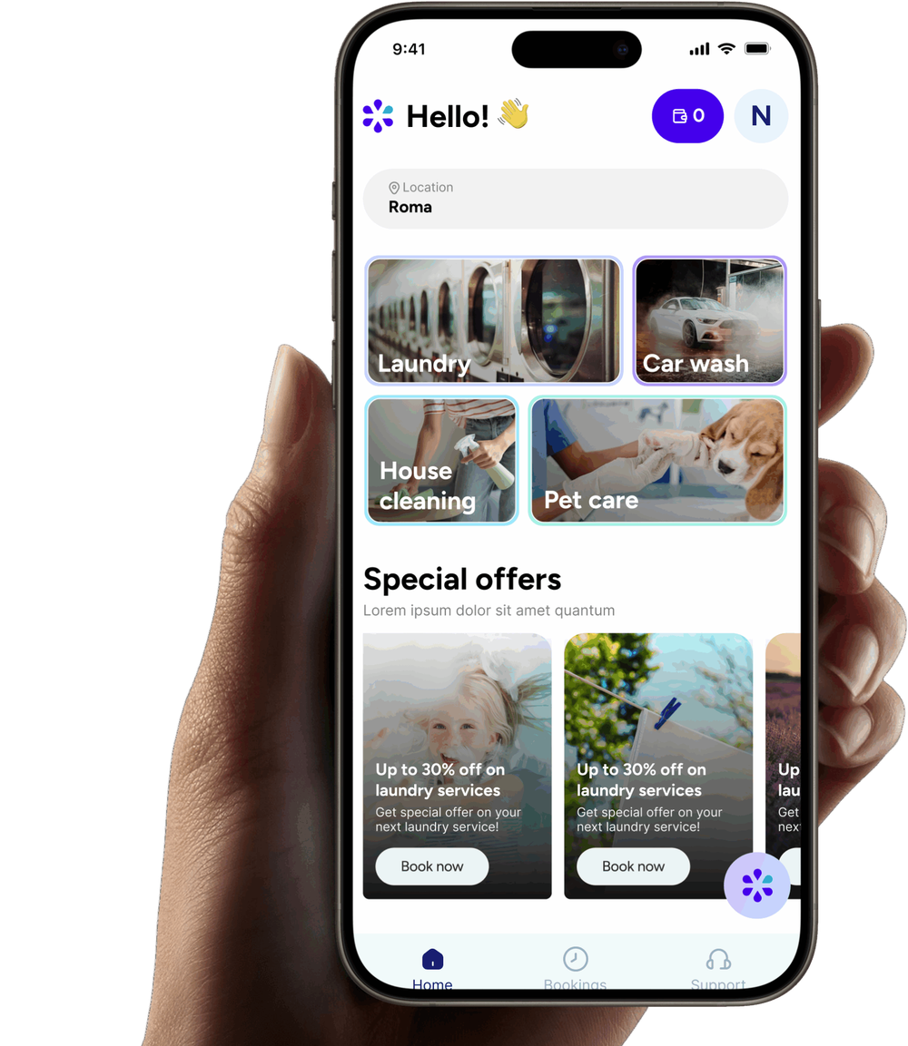 Ucleany app for home services in Rome on a smartphone